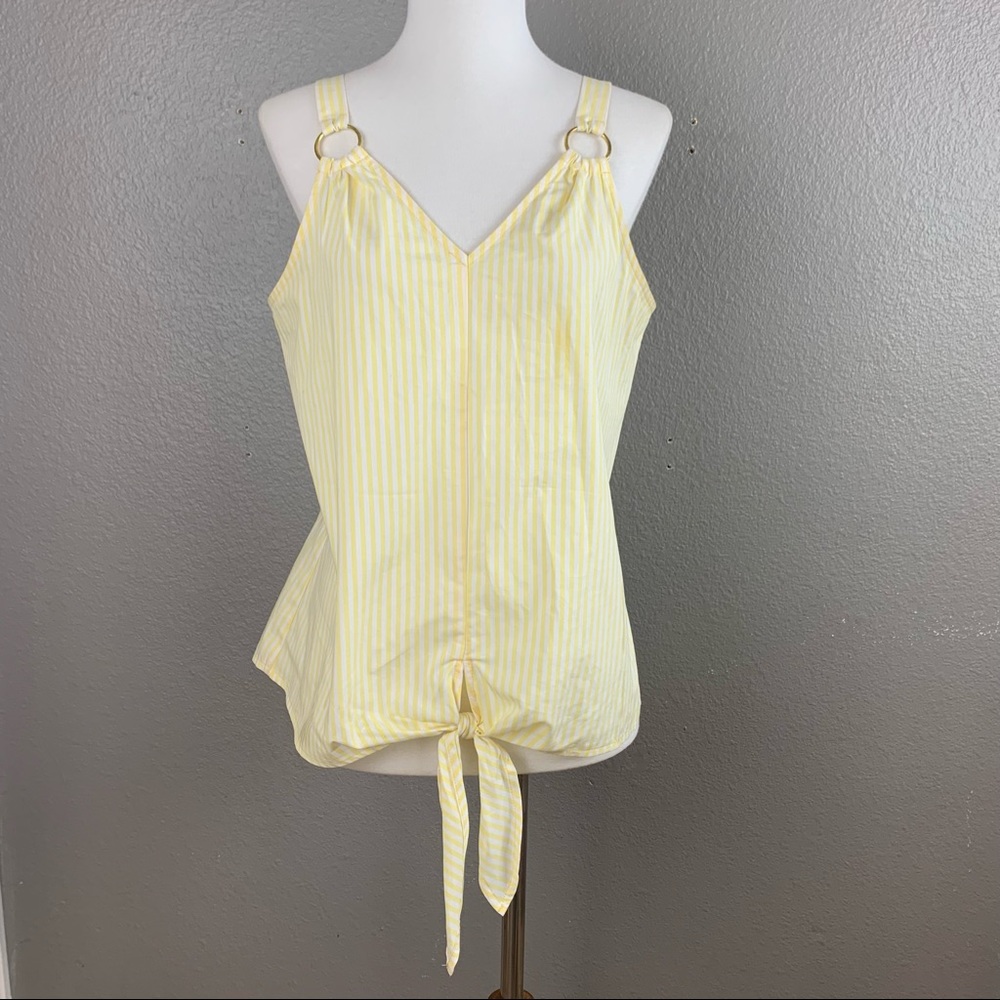 MICHAEL Michael Kors yellow stripe tie front tank
